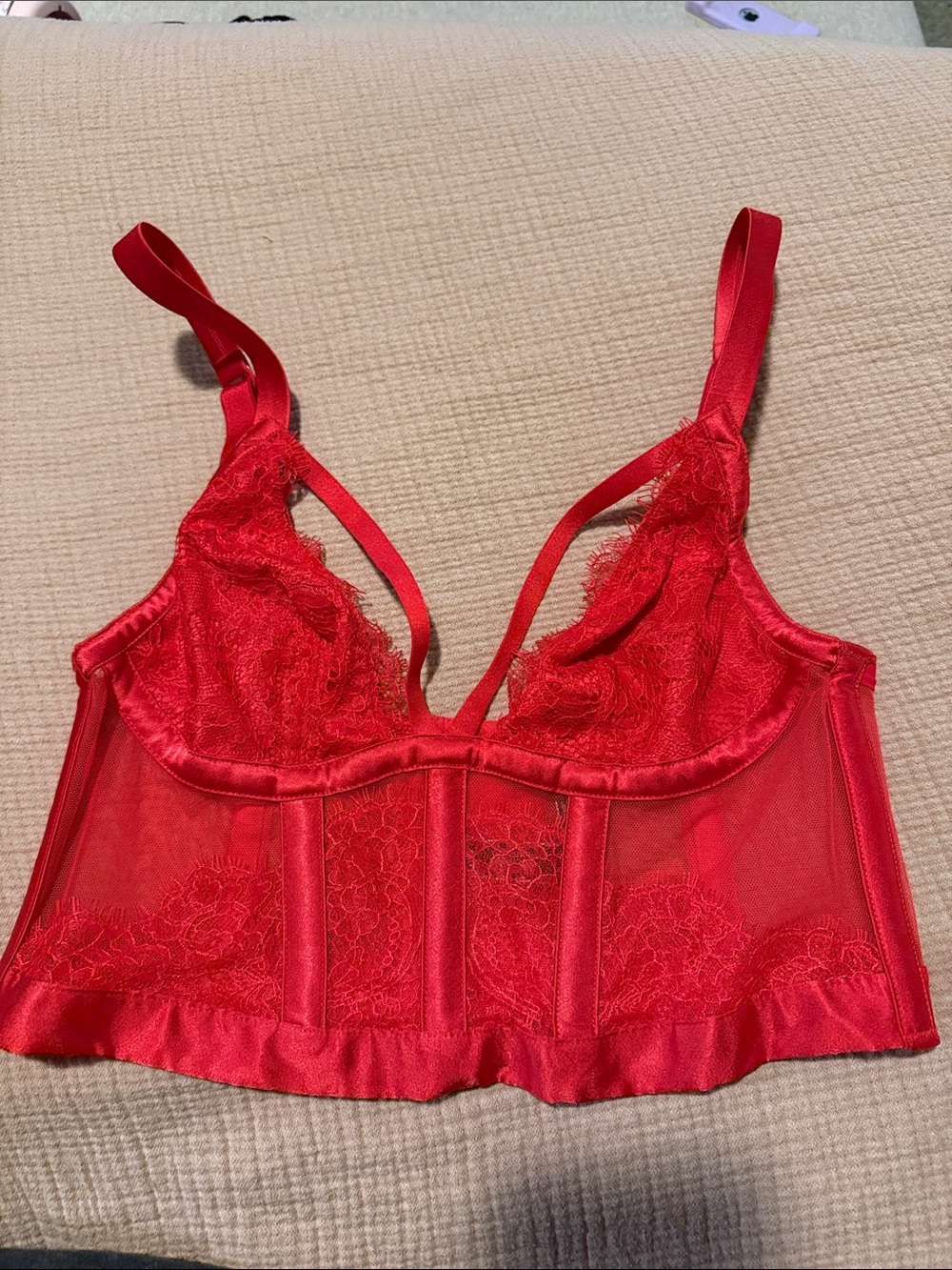 Red Lace Longline Bralette Victoria’s Secret